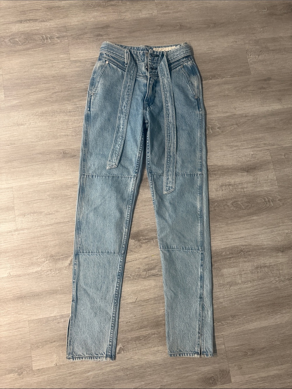NWOT- rag & bone High-Rise Straight Leg Jeans with Tie Belt